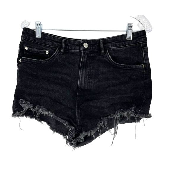 Zara Black High Waisted Jean Cut Off Shorts Size 10 - Picture 4 of 5
